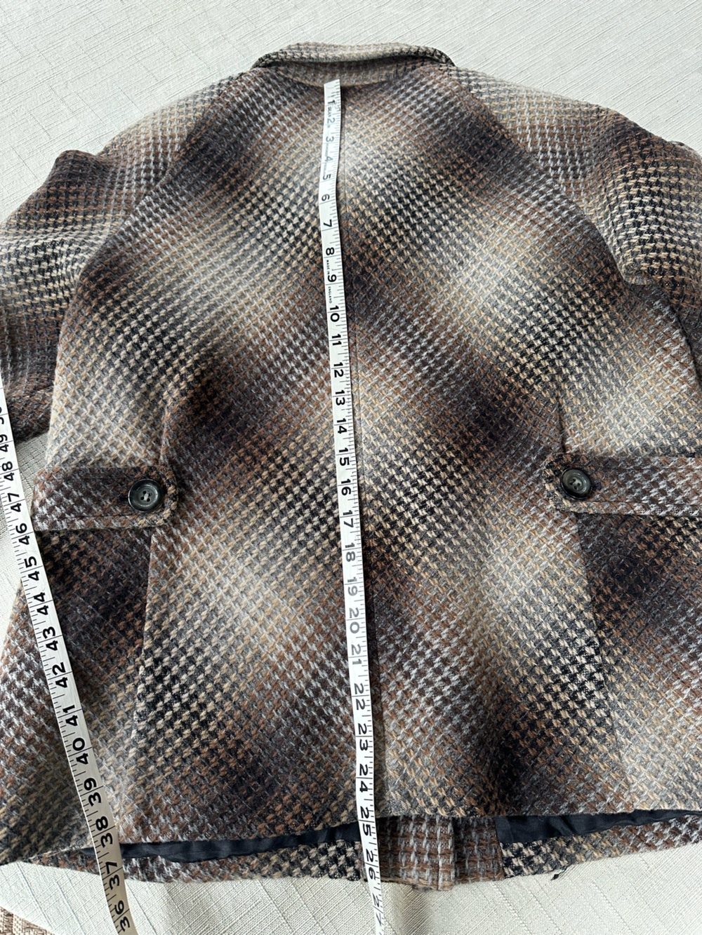 Pendleton Brown Beige Plaid Wool Pea Coat - Picture 11 of 11
